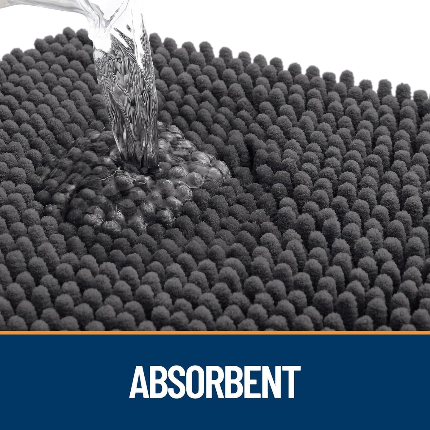 OLANLY Dog Door Mat - Absorbent Non-Slip Mud Mat for Paws | 70x32 Dark Grey Chenille Design