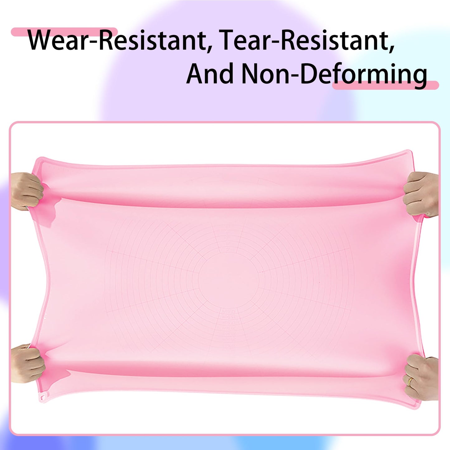 Silicone Baking Mat 32" x 24", Extra Thick Non-stick Pastry Mat with Measurements and Edge Heightening, Food Grade Silicone for Countertop Dough Rolling(With Dough Scraper/Pastry Brush/Cable Tie)