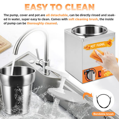 Saladulce Nacho Cheese Dispenser with Pumps, Nacho Cheese Warmer Hot Fudge Dispenser Warmer 5-Level Insulated Pump Dispenser for Sauce Cheese Fudge Caramel (4.2Quarts)