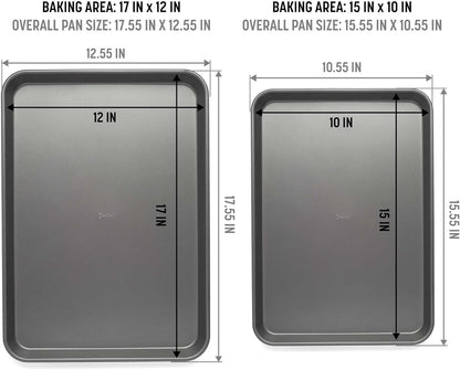 Goodful Nonstick Cookie Baking Sheet Set, Heavy Duty Carbon Steel, 2-Pack Bakeware Set, Dishwasher Safe, Gray