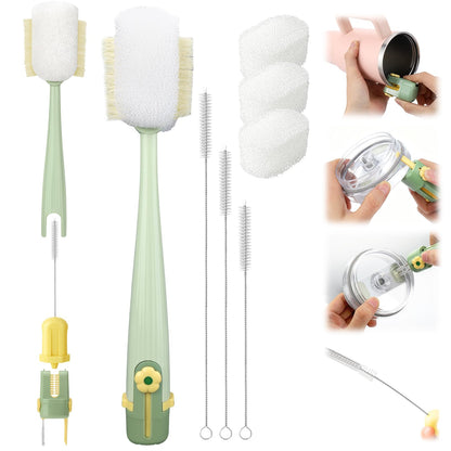XANGNIER 5 in 1 Bottle Cleaning Brush Set,Multifunctional Water Bottle Brush and Straw Cleaner Brush,Cleaning Tool Kit for Owala/Stanley/Yeti/Simple Modern Tumbler Cup Accessories,Kitchen Gadgets