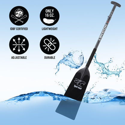 Hornet Watersports Dragon Boat Paddle - Black Glossy - Adjustable Carbon Fiber - IDBF Approved - Dragon Boat Accessories
