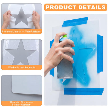 Cinnvoice 35 x 35 Inch Star Stencil Reusable Plastic for Yard, Walls, Fabric, Canvas, Flag, DIY Crafts and Independence Day Project