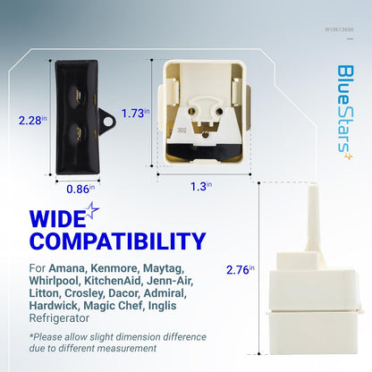 BlueStars 2 Packs W10613606 Refrigerator Compressor Start Relay and Capacitor - Compatible with Whirlpool, KitchenAid,