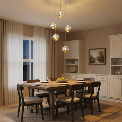 Lucande 5-Light Modern Gold Glass Globe Chandelier, Hanging Cluster Pendant Light Kitchen Island & Foyer Chandelier, Warm White 3000K, Brushed Gold Pendant Lights Cluster, Ø 11.03 in