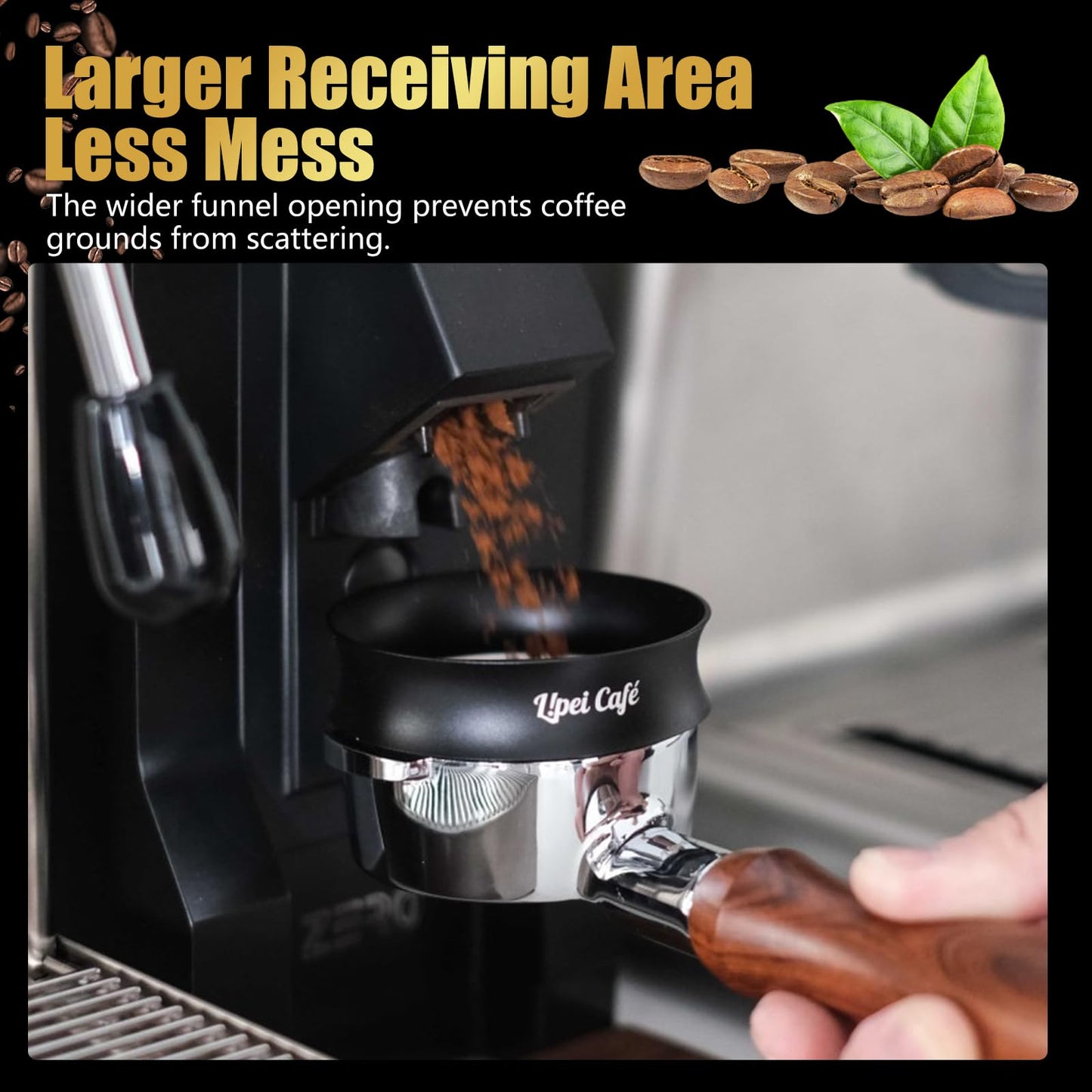 Lipei Cafe 58mm Espresso Dosing Funnel, Magnetic Coffee Dosing Ring, Compatible with 58mm Espresso Portafilter