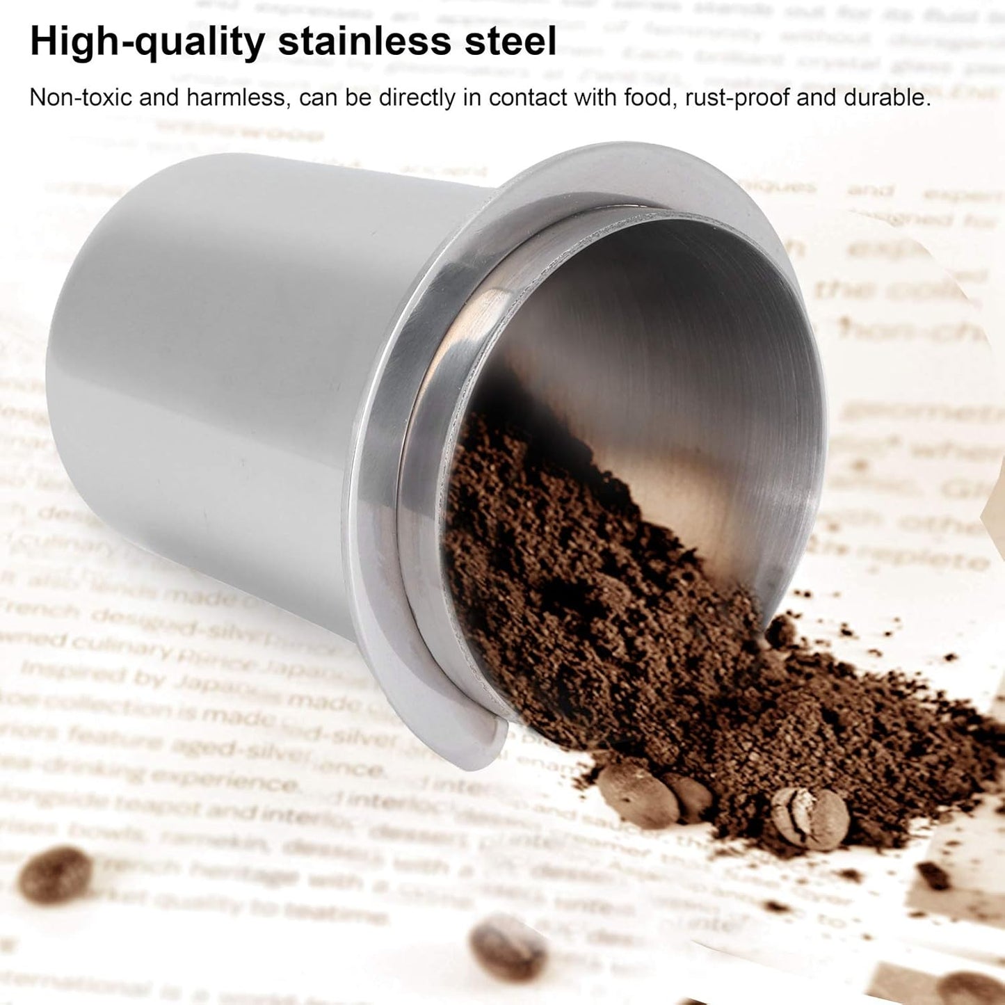 Coffee Dosing Cup, 51mm Stainless Steel Mug for Coffee Machine Handle, Coffee Powder Feeder for Milk Tea Shops, Homes,