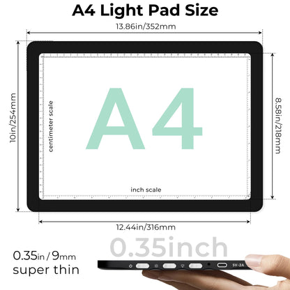 Rechargeable A4 Light Box for Tracing,Bawaslom LED Light Pad with Adjustable Stand and Strong Magnets,Ultra-Thin & Bright Tracing Board for Diamond Art,Sketching,Vinyl Weeding,Architectural Design
