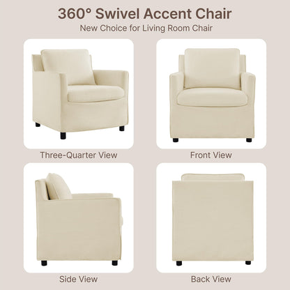 Upholstered Barrel Accent Chair with Storage Ottoman,Modern Armchair with Washable Slipcover for Living Room, Bedroom,Reading Spaces,Office,Sand