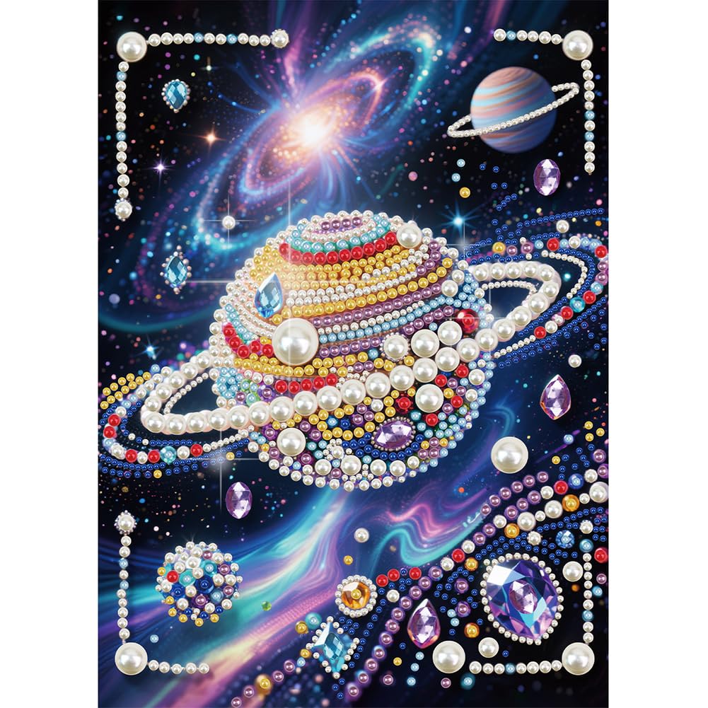Kulvci Cosmic Plant DIY 5D Pearl Painting Kit, Scenery Painting Kit for Adults Beginner, Bead Art Kits All-Pearl Dot Painting for Wall Decor, Creative Stress Relief Gift Home Decor,12 × 16 inch