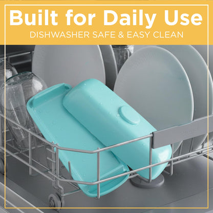 Butter Hub Plastic Butter Dish with Lid and Knife - Mothers Day Gift, Covered Dish Keeper with Magnetic Knife Holder, Easy Scoop, No Mess Lid Container, Dishwasher Safe, BPA-Free - Aqua, US Regular