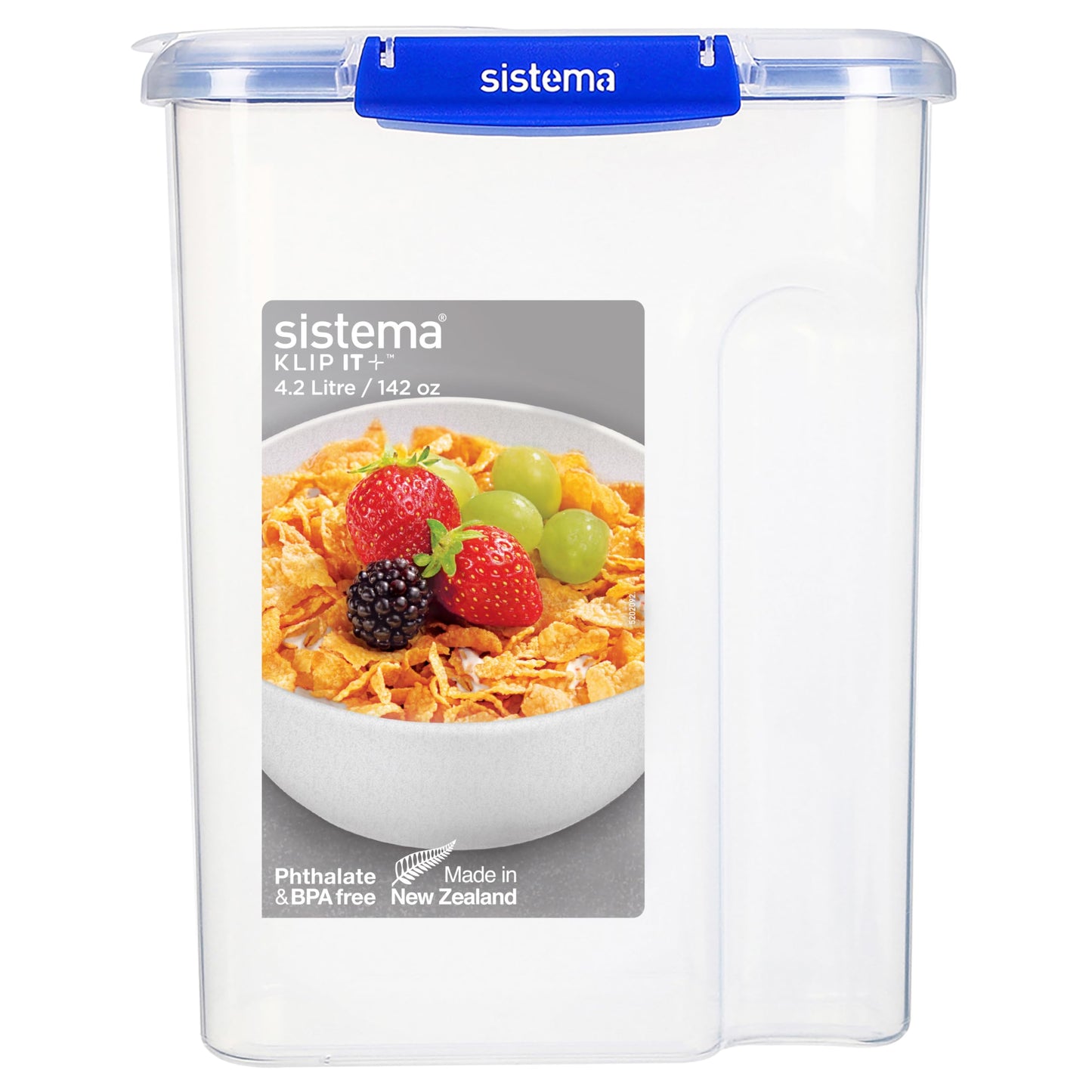 Sistema KLIP IT+ 4.2L Cereal Storage Container, Stackable & Airtight Food Pantry Storage, Dishwasher, Freezer, & Microwave-Safe, BPA-Free