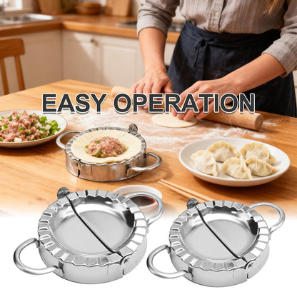 Newnessai Stainless Steel Dumpling Maker Kit With Stuffing Spoon, Includes 2Pcs Small Dumpling Molds and 2 Large Ravioli Maker Press, Easy-tool for Dumpling Pastry Pie Making