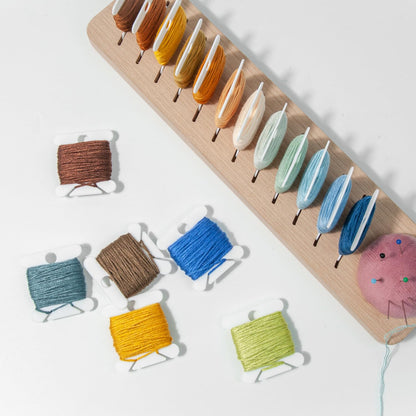 Lampstop Bobbin Rack for Embroidery Floss Beech Wood Floss Organizer (Rectangle)