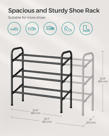 3 20 Closet, SONGMICS Expandable Shoe Rack, Tier Shoe Rack Shelf, Adjustable Shoe Organizer Storage for Pairs of Shoes