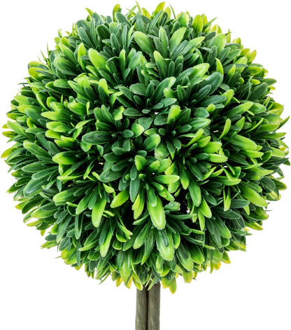 MyGift 15 Inch Boxwood Topiary Tree - 2 Pack Faux Plant Balls in Gray Pulp Planter, Tabletop Home Décor
