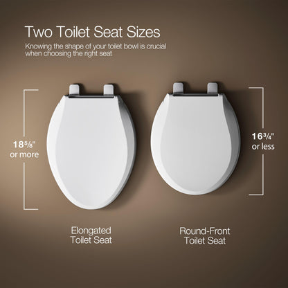 KOHLER 4694-96 Ridgewood Elongated Toilet Seat, Compression-Molded Wood, Color-Matched Plastic Hinges, Biscuit