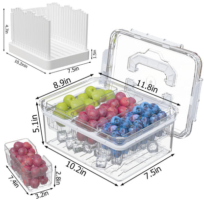 LLMRR Bread Box with Slicer & Ice Chilled Condiment Caddy, Portable Airtight Bread Storage Container with Lid Handle for Kitchen Counter, Bread Keeper for Homemade Bread,Toast, Bagel, Cookies, White