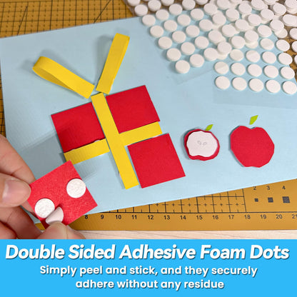 Tikfoam 1000Pcs Double Sided Adhesive Foam Dots, 2mm and 1mm Thick Tape for Craft, Card Making, Marked Candles, Scrapbook, Poster and DIY Projects
