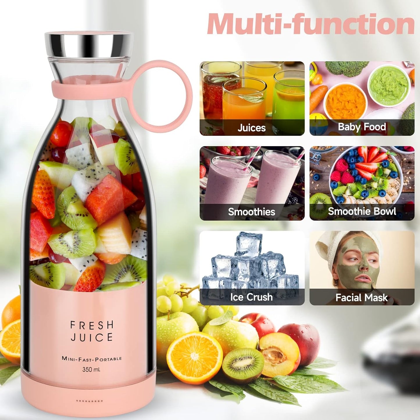Personal Size Blender, Portable Battery Powered USB Blender, Hand Blender, Cup Blender