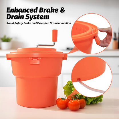 CMI 2.5 Gal/10 Qt Large Commercial Salad Spinner Jumbo Manual Lettuce Dryer-Dries up to 4 Heads of Lettuce, Orange (SP-9.5)
