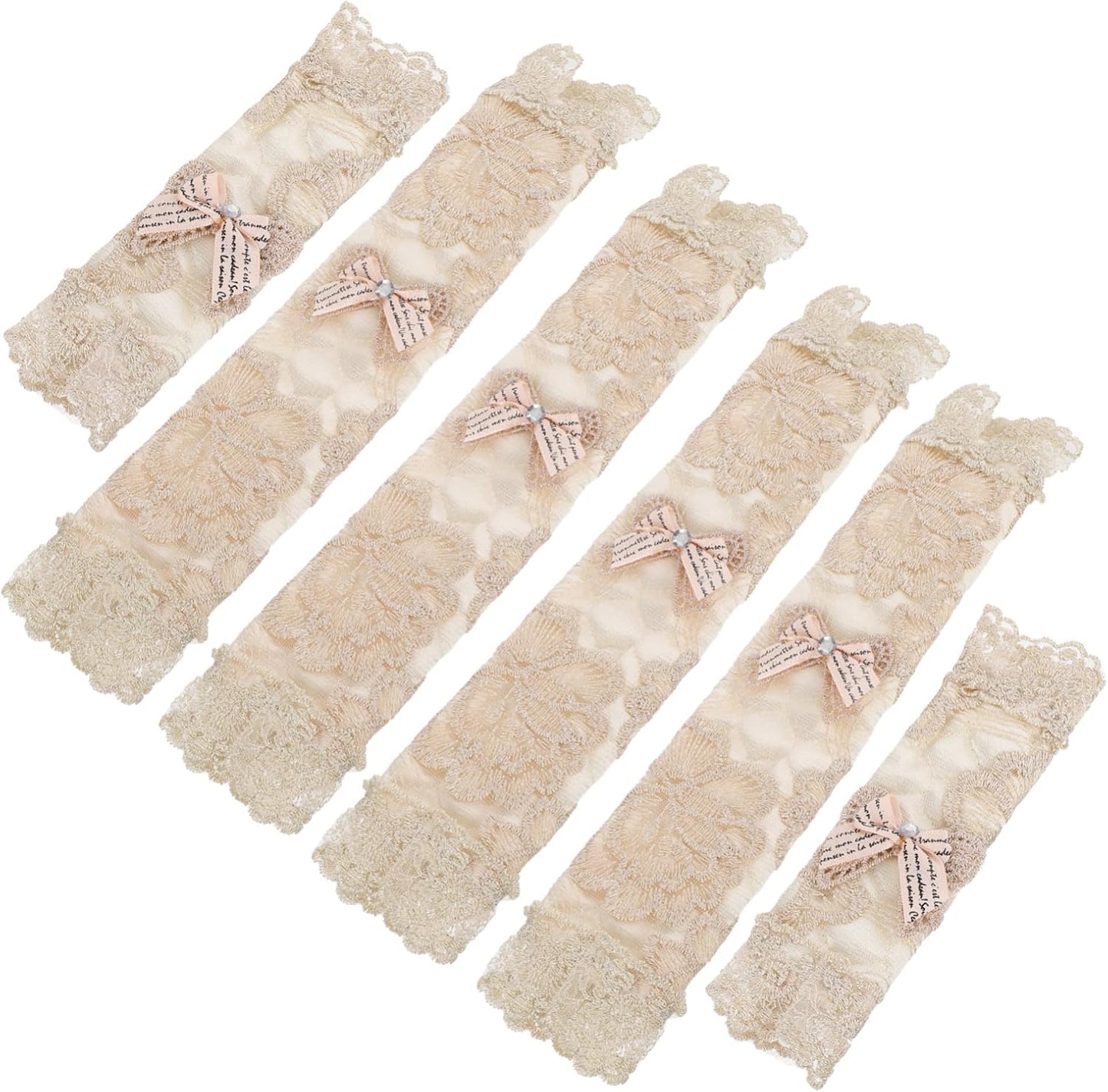 6pcs Refrigerator Handle Gloves, Lace Gloves Door Handle Covers for Appliances, Kitchen Appliance Cover, Beige Fabric