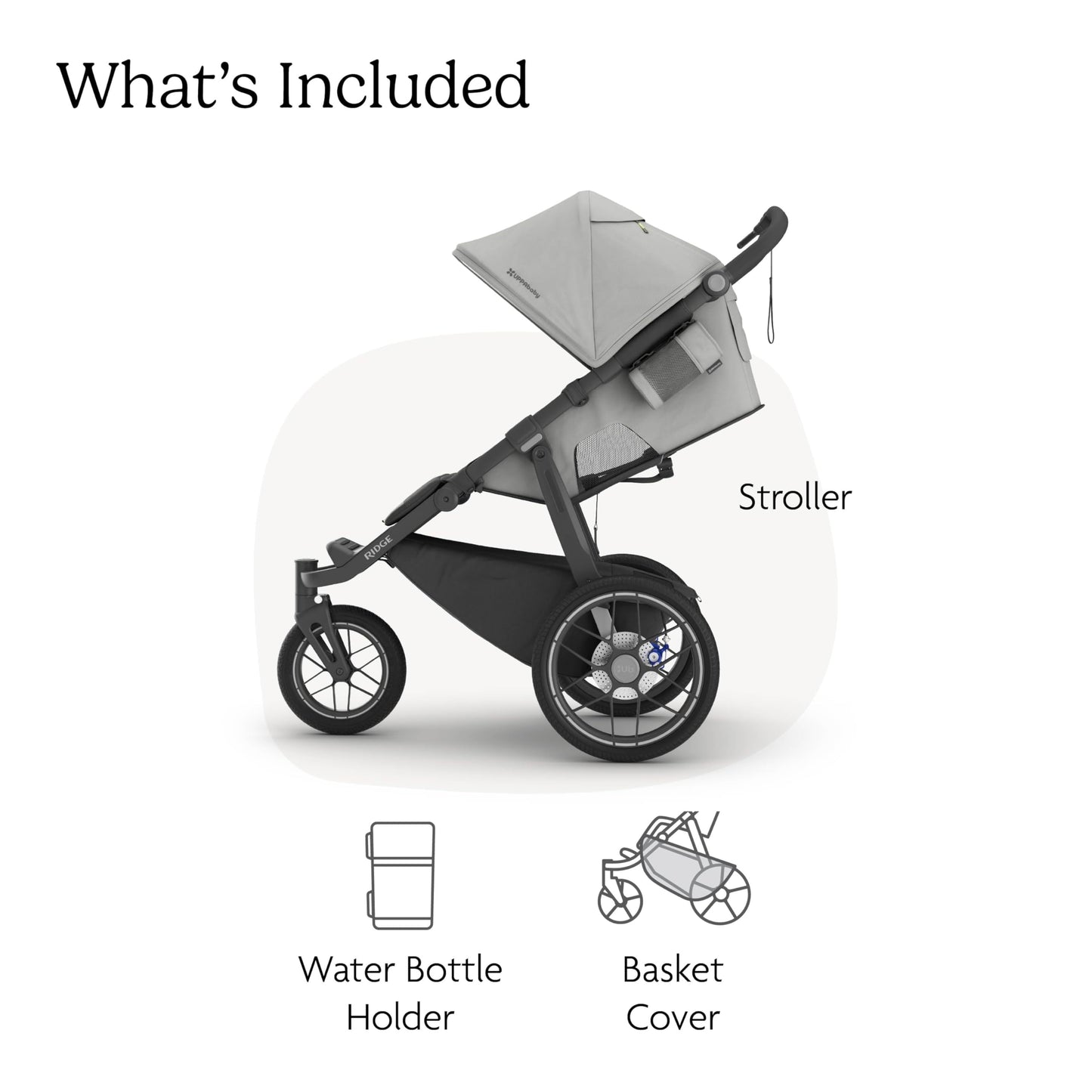 UPPAbaby Ridge V2 Jogging Stroller | All-Terrain Performance Suspension + Never-Flat Tires Built for Walking, Running + Trails | Water Bottle Holder Included | Savannah (Pearl Grey | Carbon Frame)