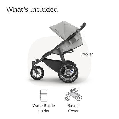 UPPAbaby Ridge V2 Jogging Stroller | All-Terrain Performance Suspension + Never-Flat Tires Built for Walking, Running + Trails | Water Bottle Holder Included | Savannah (Pearl Grey | Carbon Frame)