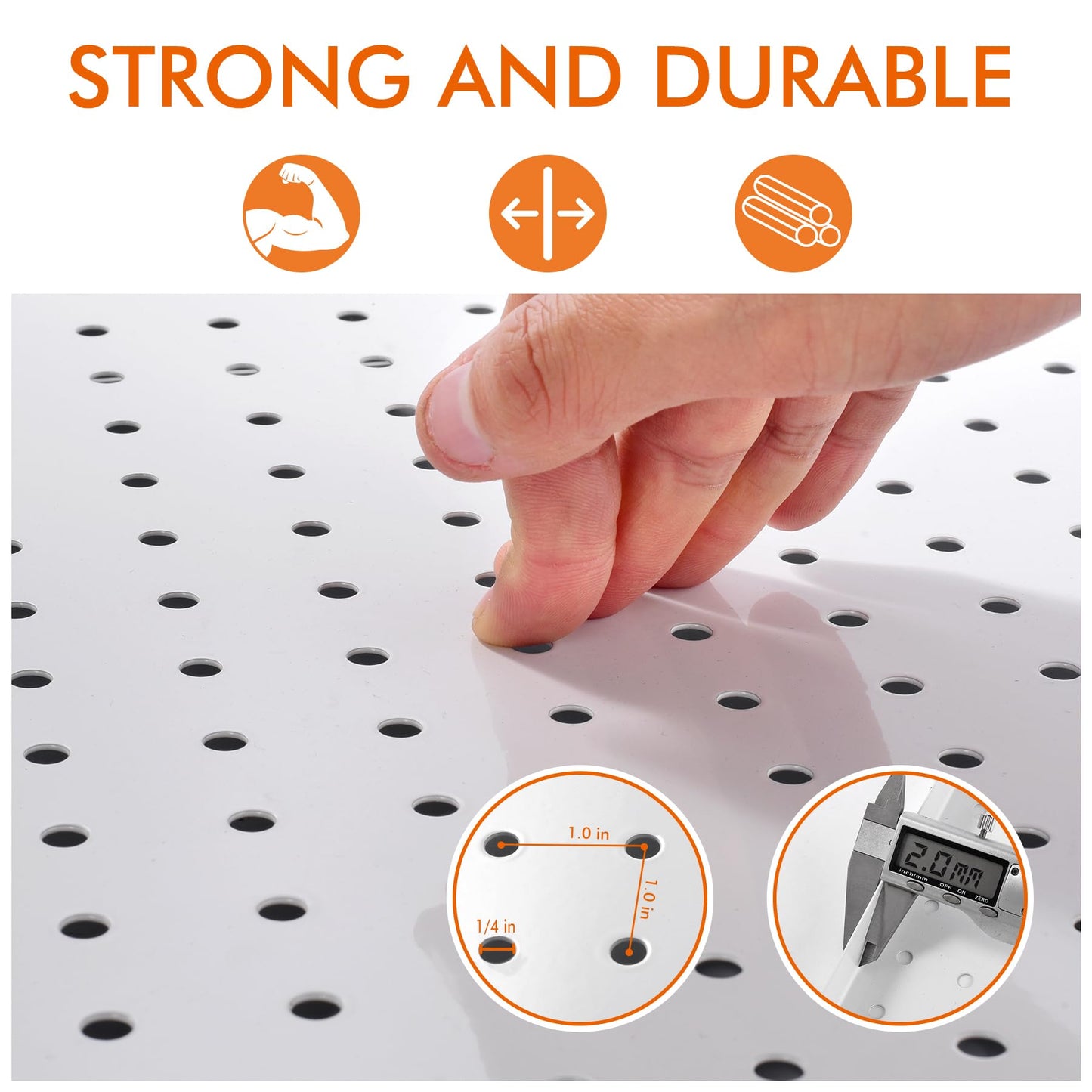 G.CORE Heavy Duty Metal Pegboard Organizer - Wall Storage Steel Peg Board Panels Set 1/4 inch Round Holes 17"x13" 2 Pack Garage Craft Tool Display Hanging Rack Organization Kit with Mounting Hardware