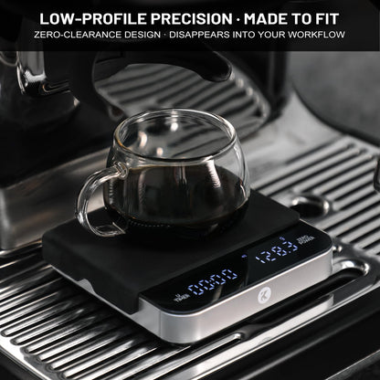 KitchenTour CaféMetric Coffee Scale with Timer 0.1g/2000g - Precision Small Scale for Espresso & Pour Over - Mini Scale with LED Display Recharge Black