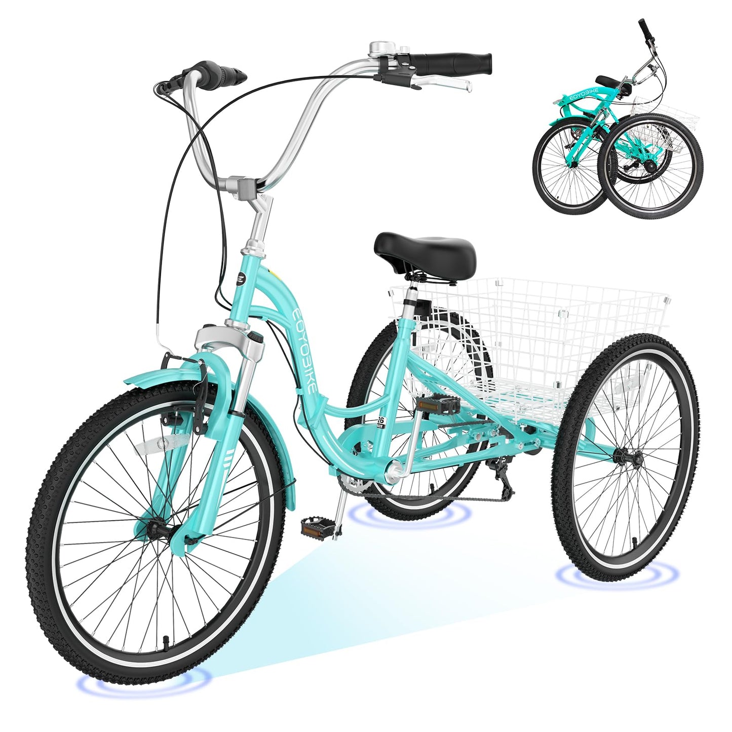 ABORON Adults Tricycle, 3 Wheels Bike for Adult, Tricycle for Adults, Double-Wall Wheel Rims, for Women Men Exercise Outdoor Sports