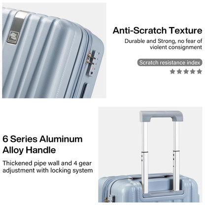 Hanke 29 Inch Expandable Checked Luggage Lightweight PC Hard Shell Luggage Suitcases with Wheels Travel Luggage Rolling Large Suitcase Travel Luggage Bag for Study Abroad.(Gray)