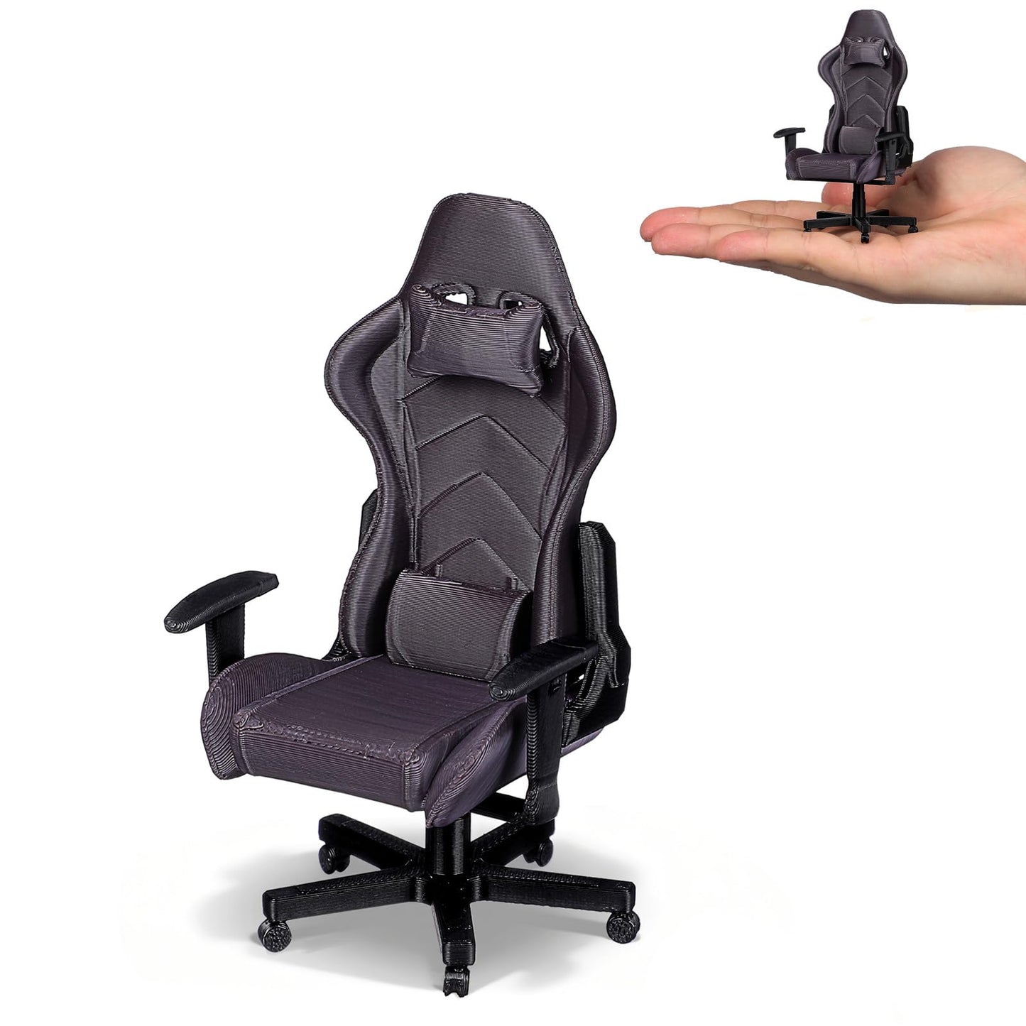 Kisangel Miniature Gaming Chair, 1:12 Scale Dollhouse Office Decor, Detailed 3D Printed Gamer Computer Desk Accessory for Collectors and Display