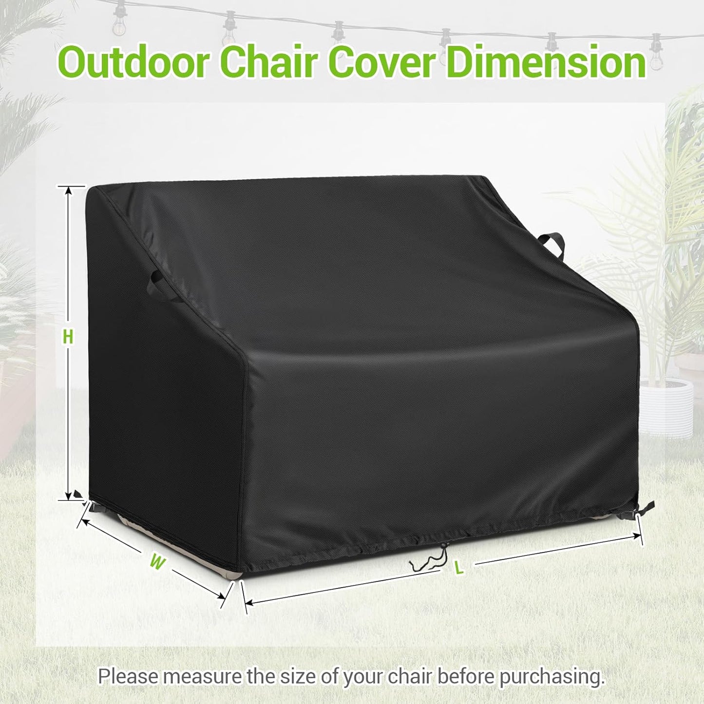 50"L48"W37"H) Kasla Patio Double Chair Cover, Waterproof Heavy Duty Cover for Outdoor Loveseat & Glinder Bench