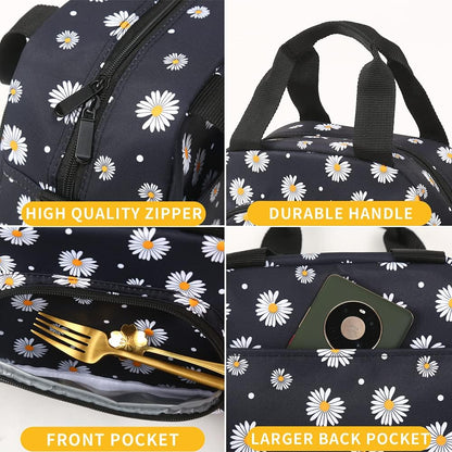 Insulated Lunch Box for Women, Designer Small Lunch Cooler for Office Work, Fit Fresh Thermal Hot Lunch Bag