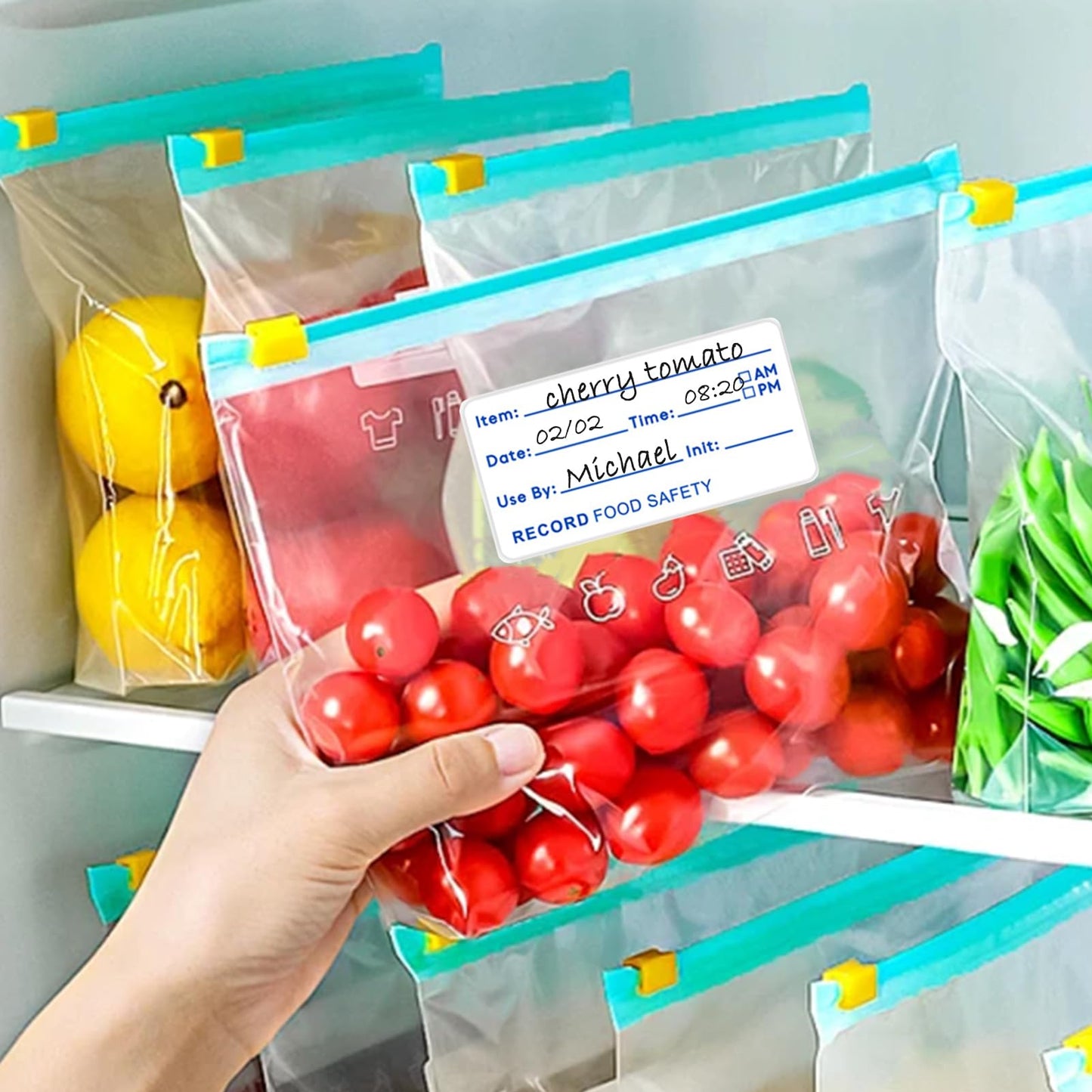 DeliaVo 1000 Pcs Freezer Labels, 1 x 2 Inch Food Labels Stickers, Removable Labels for Food Containers - Easy to Write On(2 Rolls, 2 Colors)