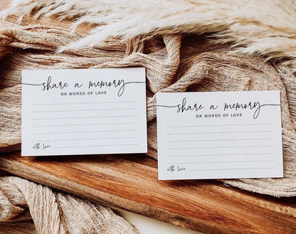 GardenCity Share a Memory Card - 50 Pack, Share a Memory Cards for Celebration of Life, Funeral, Memorial, Birthday, Graduation, Bridal Shower, 4” x 6", Minimalist