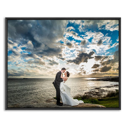 8x8 Canvas Floater Frame, Fits 1" to 1.25" Deep Gallery-Wrapped Canvas, Wood-Grain PS Floating Picture Frame for Paintings and Prints, Hanging Hardware Included, Light Oak