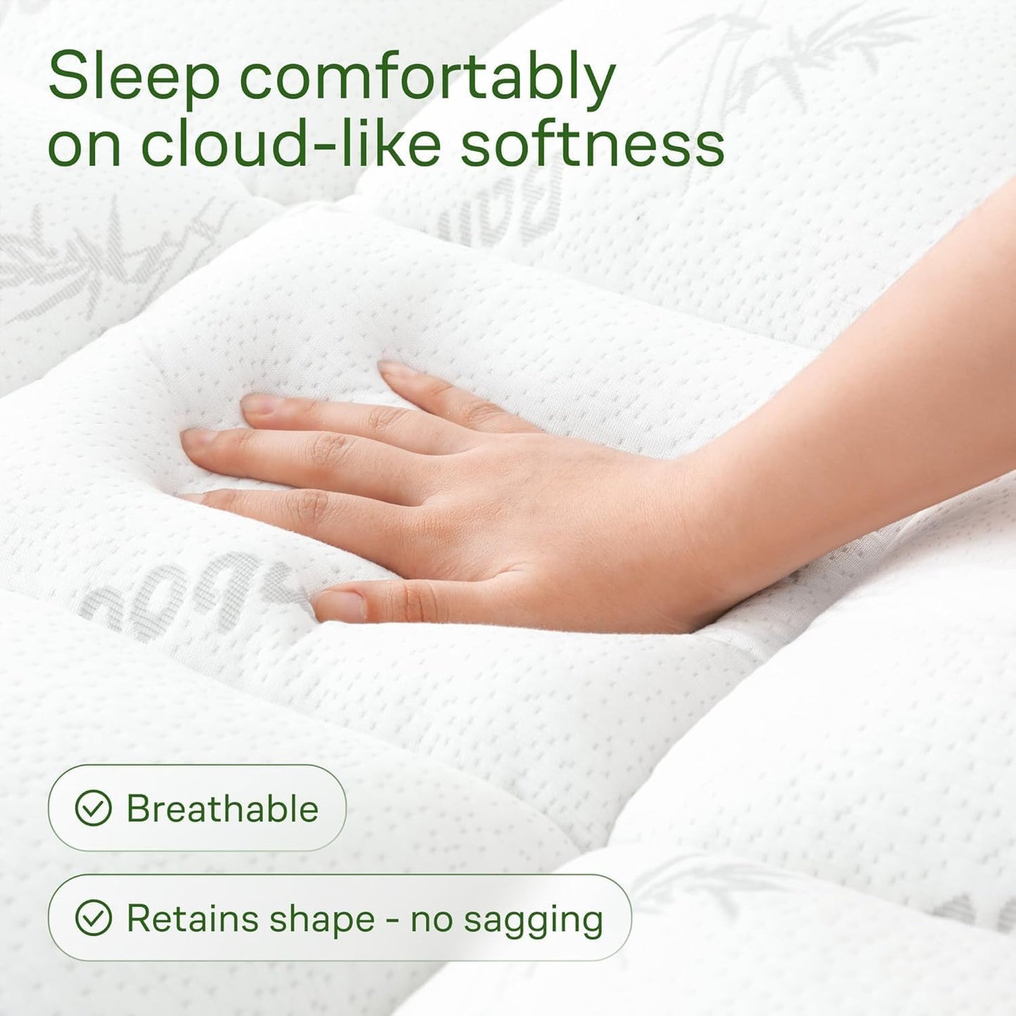 Niagara Ultra Soft Mattress Topper - Viscose Bamboo Pillow Top for Back Pain Relief | Twin Size, White