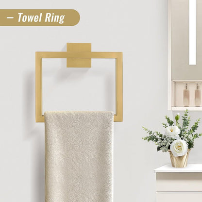 YACVCL Towel Bar Set, 5-Piece Brushed Gold Bathroom Hardware Set, Gold Bathroom Accessories Set, SUS304 Stainless Steel 23.6 Inch Towel Holder Towel Racks Set Wall Mounted