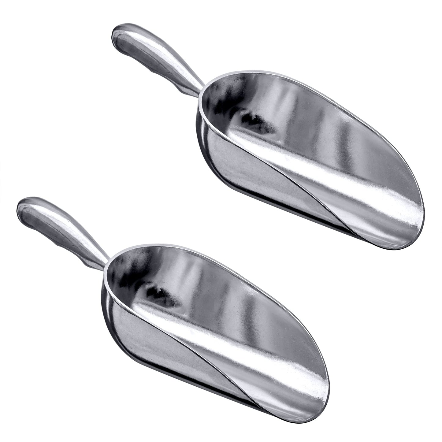Amazing Abby - Elsa - 12-Ounce Aluminum Ice Scoops (Set of 2), Cast Aluminum Utility Scoops, Food-Grade, Good for Home and Commercial Use, NOT Dishwasher-Safe, Hand-Wash Recommended