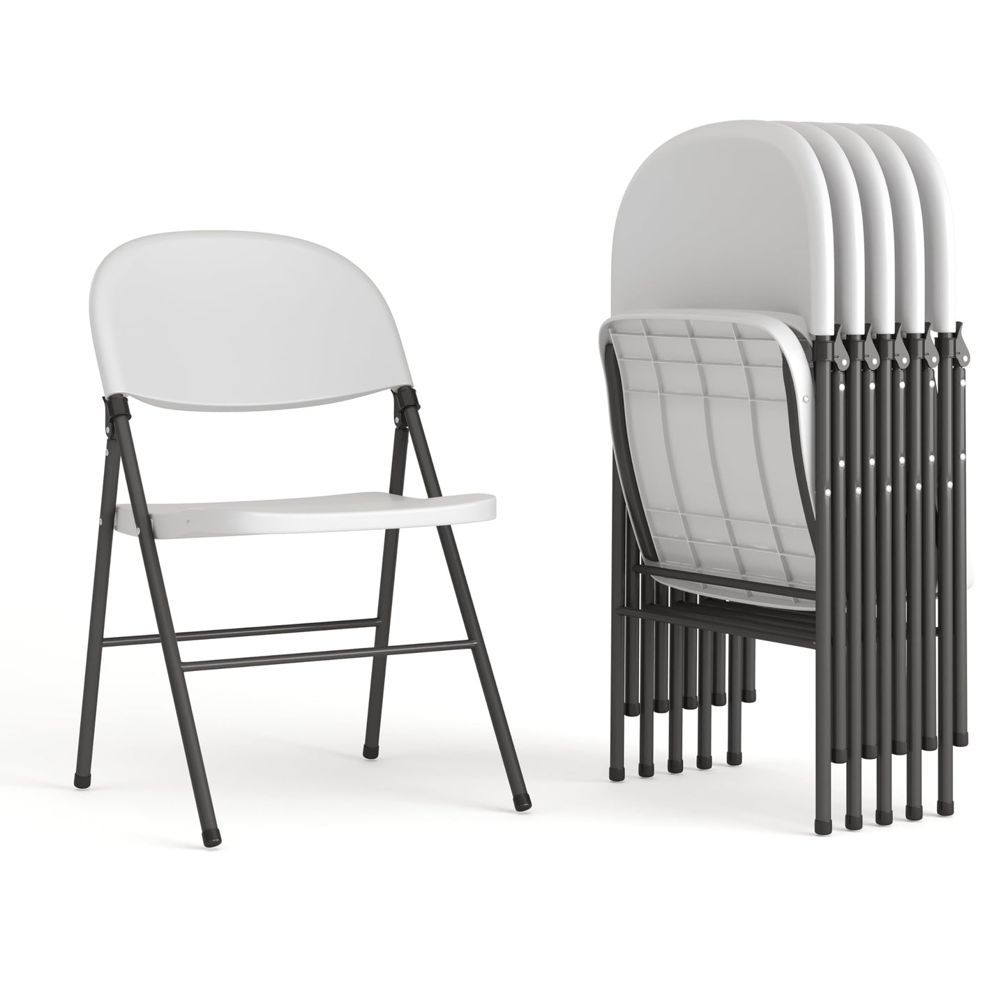 Flash Furniture Mirra Plastic Folding Chairs for Parties and Weddings, Lightweight Commercial Event Seats with 330-lb. Static Weight Capacity, Set of 6, White