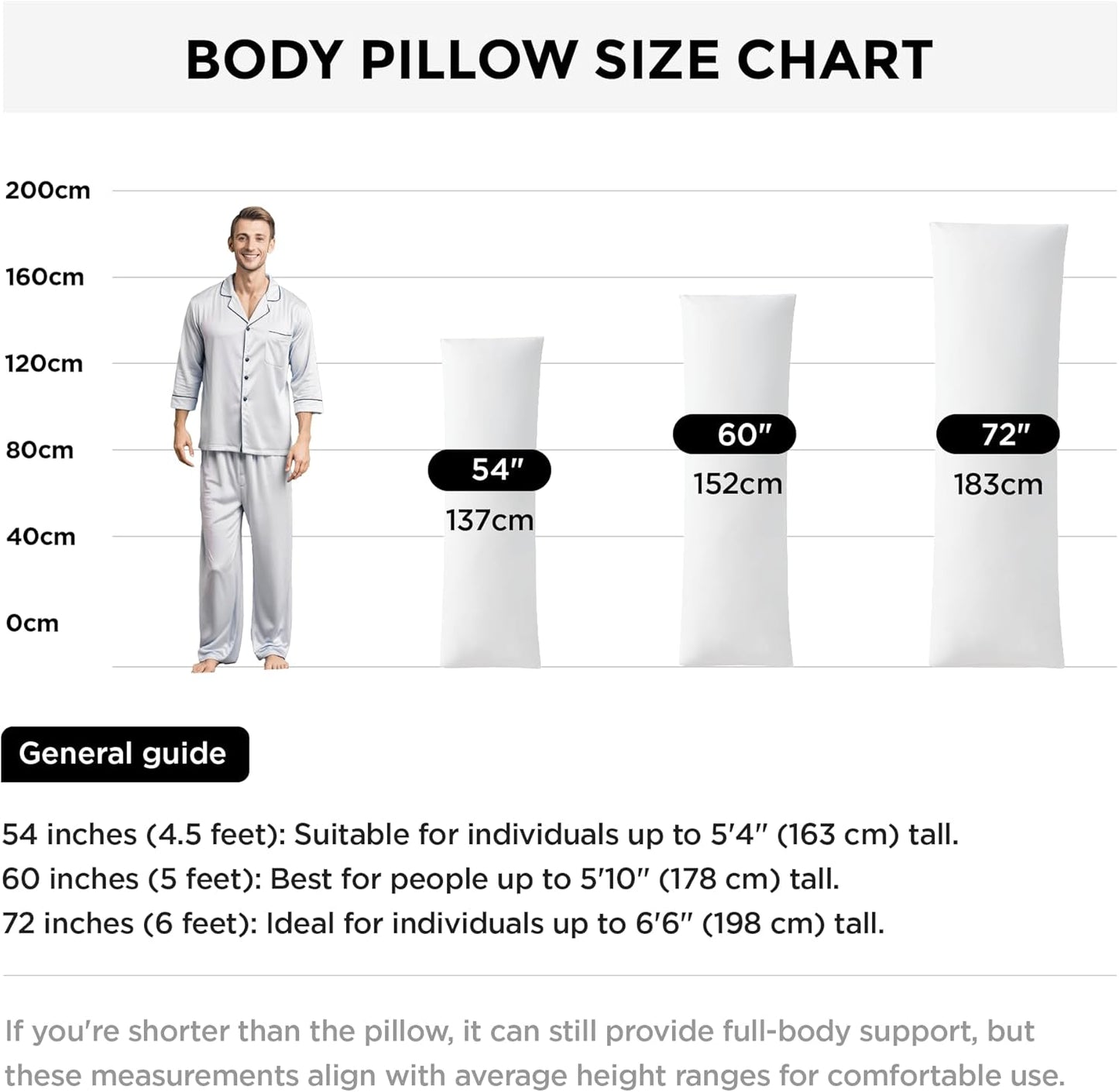 20 72, Acanva Fluffy Bed Sleeping Side Sleeper Body Pillow Insert, Extra-Long x White