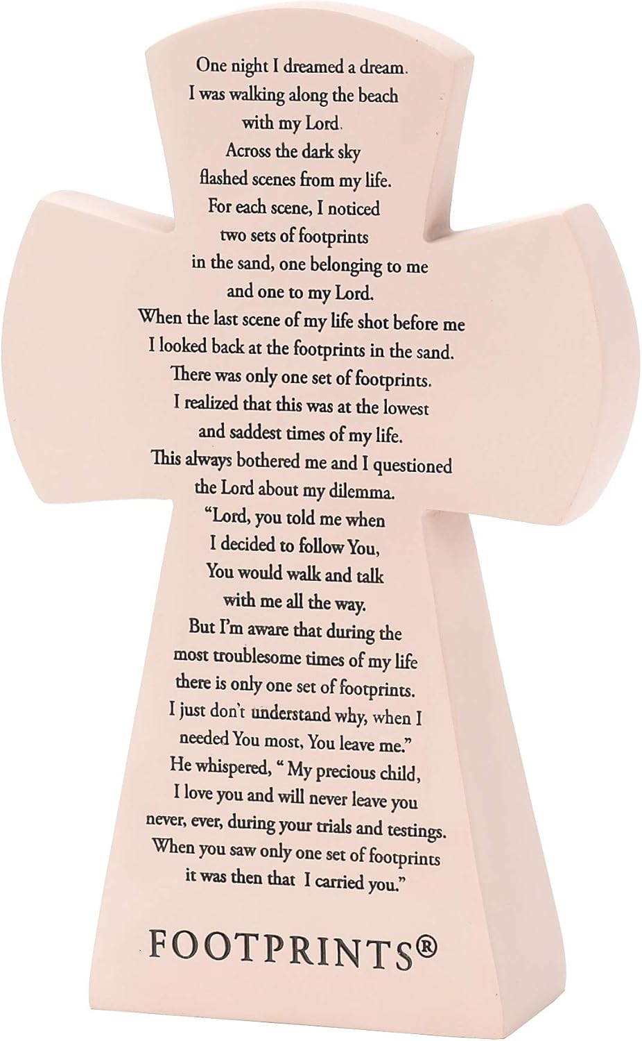 Dicksons Matthew 28:20 Always with You Footprints - 7.5 Inch Resin Stone Table Top Cross Figurine