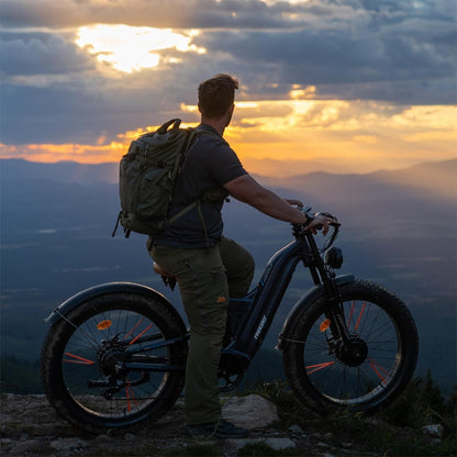 FREESKY 4000W Dual Motor Electric Bike for Adults, 48V 30AH Battery 120Miles Range, 40+MPH AWD Fast E-Bike, 26" Fat Tire Full Suspension Off-Road Mountain E Bike, Blue Grey, with Cycling Kits