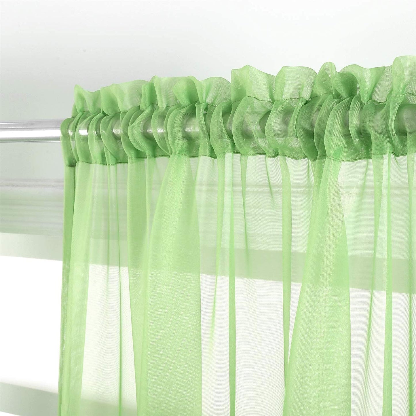 GYROHOME Basic Rod Pocket Sheer Voile Curtain Set of 2 Panels, Sunlight Filtering for Living Room (Green 52x84 inch)