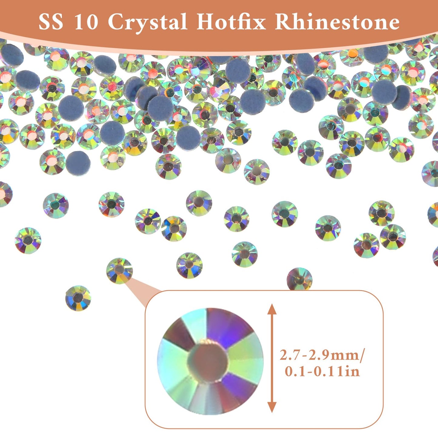 20000 Pcs SS10 Hotfix Rhinestones Bulk Crystal AB Round Iron on Flatback Glass Gems for Bedazzling DIY Crafts Clothes Shoes Supplies Decoration 2.7-2.8mm
