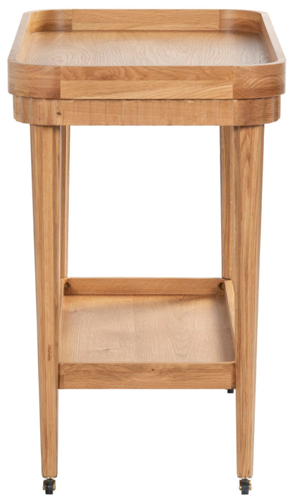 SAFAVIEH Couture Collection - Felicia Briana Natural Brown Bar Cart, 2-Shelf Serving Cart on Wheels (SFV4247A)