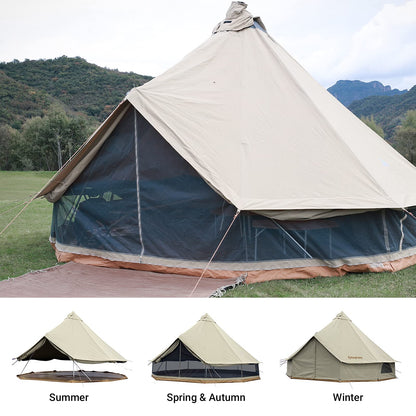 KingCamp Glamping Tent for 4 Seasons, 13.2ft/16.4ft Large Waterproof & Windproof Luxury Bell Yurt Tent w/Stove Jack, Spacious for Family Camping Hunting Parties