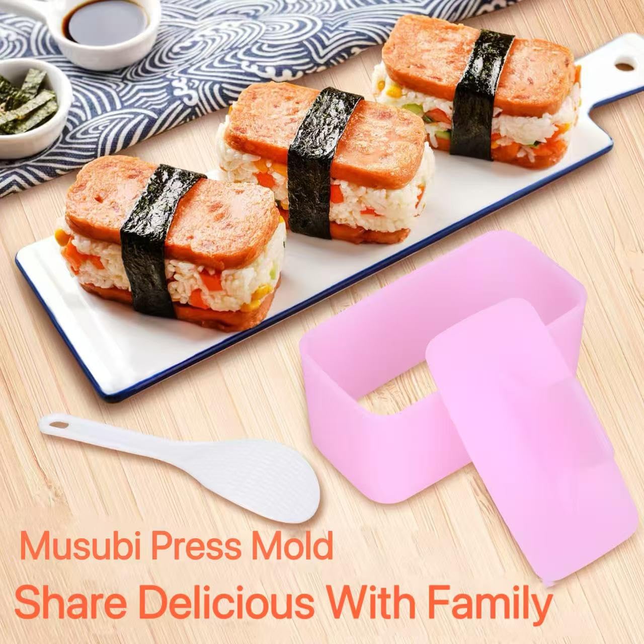 Upoomart Onigiri Mold & Musubi Maker Kit - Includes Rice Ball Mold, Sushi Rolling Mat, Triangle, Heart, Plum Blossom, Bear, Rabbit Rice Molds, Rice Ladle & More for Creative Rice Shaping